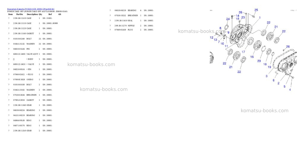 Komatsu pc650-6 s/n 30001-up Parts catalog cover Page 8