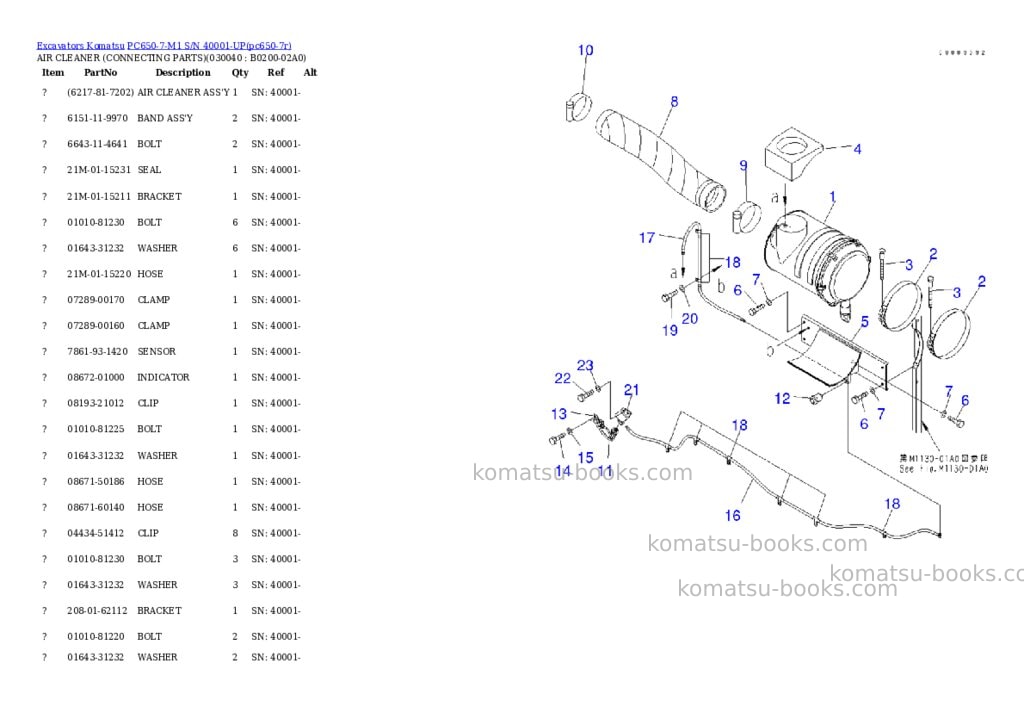Komatsu pc650-7-m1 s/n 40001-up Parts catalog cover Page 3