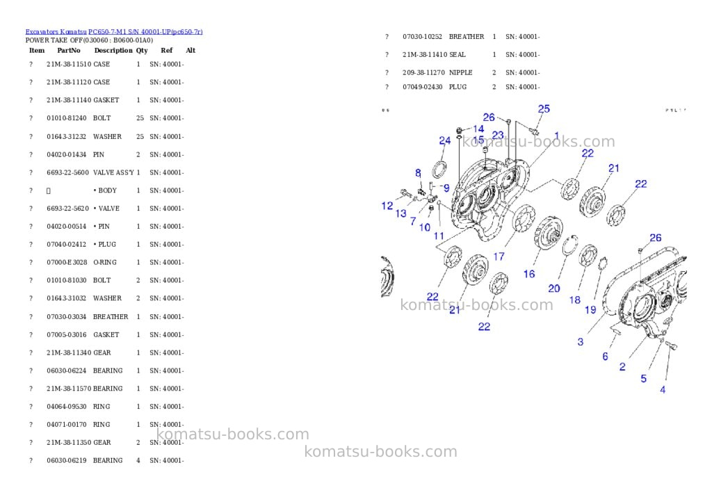 Komatsu pc650-7-m1 s/n 40001-up Parts catalog cover Page 5