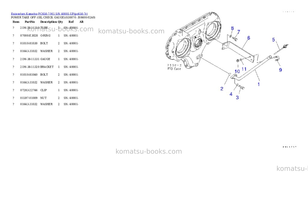 Komatsu pc650-7-m1 s/n 40001-up Parts catalog cover Page 6