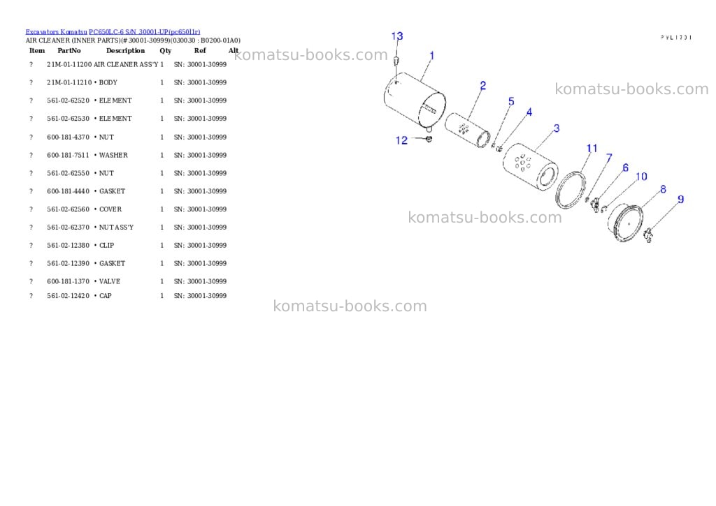 Komatsu pc650lc-6 s/n 30001-up Parts catalog cover Page 2 Komatsu pc650lc-6 s/n 30001-up Parts catalog cover Page 2