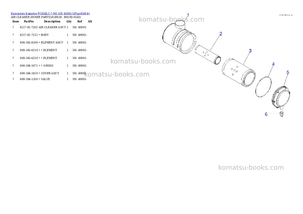 Komatsu pc650lc-7-m1 s/n 40001-up Parts catalog cover Page 2 Komatsu pc650lc-7-m1 s/n 40001-up Parts catalog cover Page 2