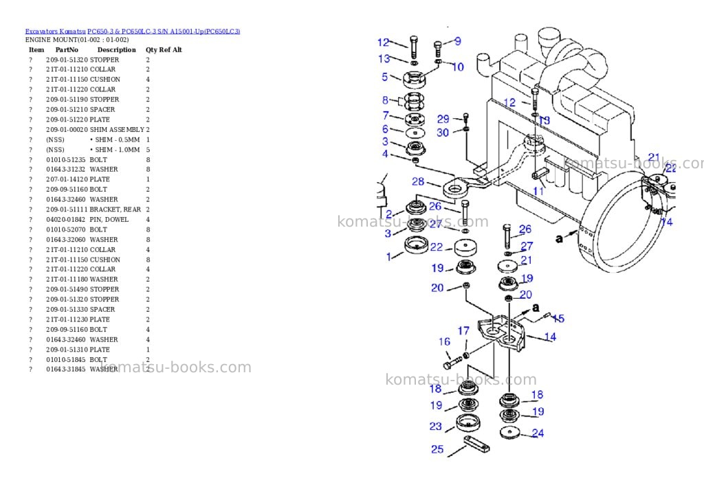 Komatsu pc650-3 & pc650lc-3 s/n a15001-up Parts catalog cover Komatsu pc650-3 & pc650lc-3 s/n a15001-up Parts catalog cover