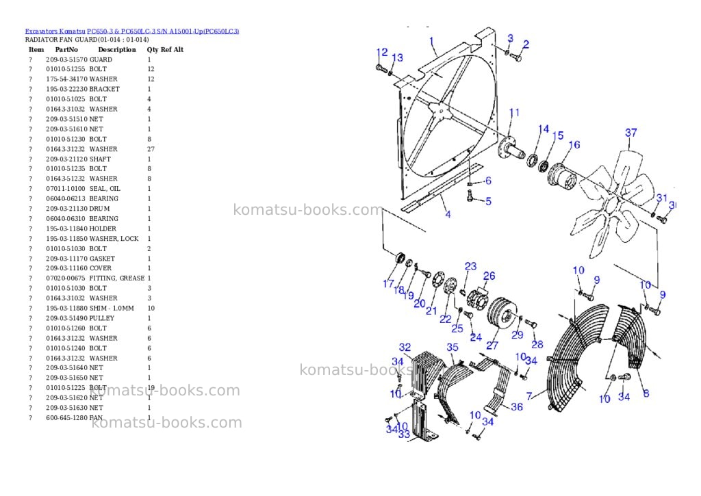 Komatsu pc650-3 & pc650lc-3 s/n a15001-up Parts catalog cover Page 7 Komatsu pc650-3 & pc650lc-3 s/n a15001-up Parts catalog cover Page 7