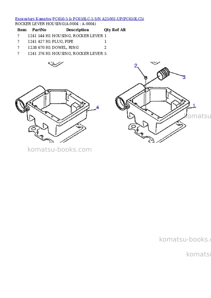 Komatsu pc650-5 & pc650lc-5 s/n a25001-up Parts catalog cover Page 2 Komatsu pc650-5 & pc650lc-5 s/n a25001-up Parts catalog cover Page 2
