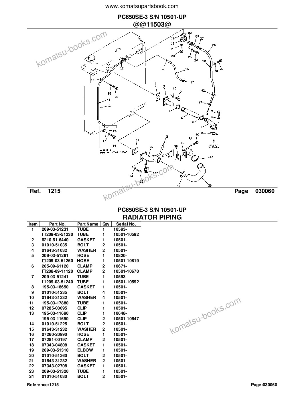 Komatsu PC650SE-3 S/N 10501-UP Parts catalog cover Page 10