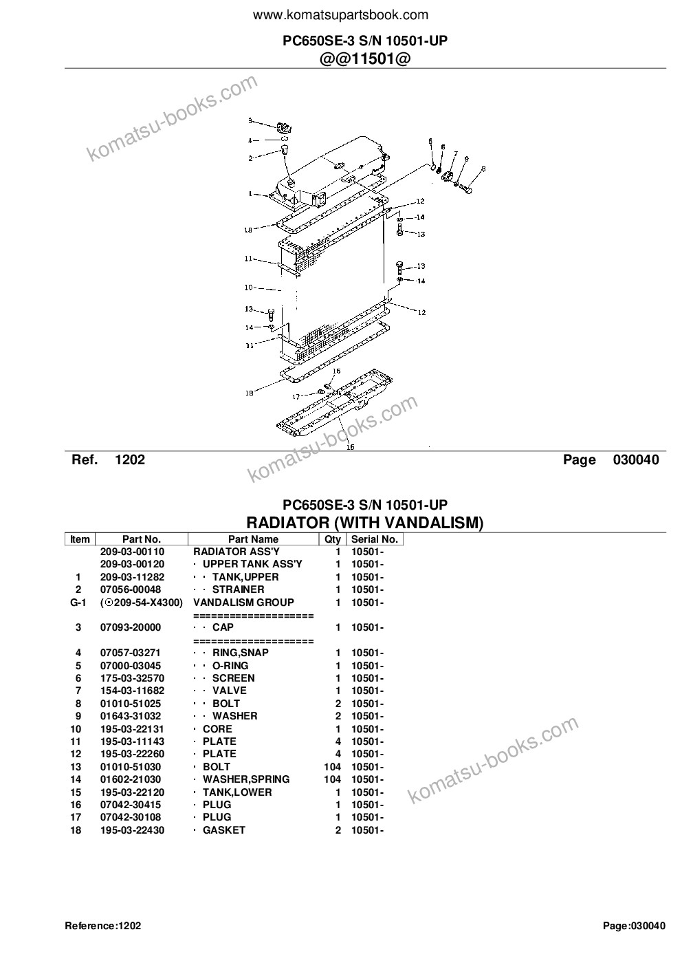 Komatsu PC650SE-3 S/N 10501-UP Parts catalog cover Page 7