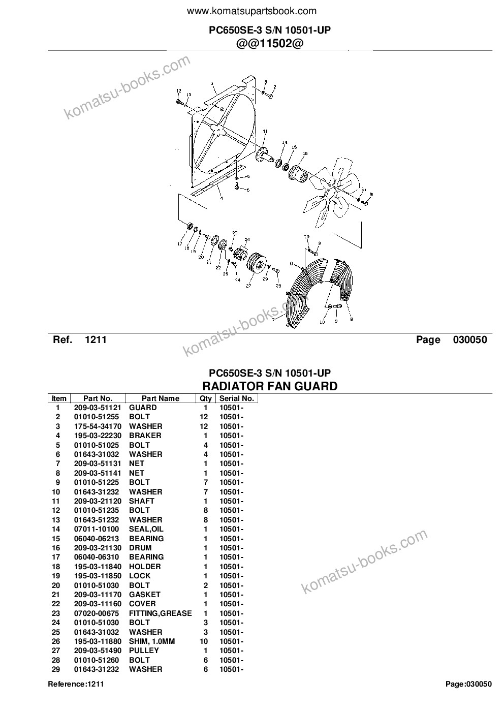 Komatsu PC650SE-3 S/N 10501-UP Parts catalog cover Page 8