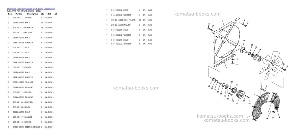 Komatsu pc650se-3 s/n 10501-up Parts catalog cover Page 4