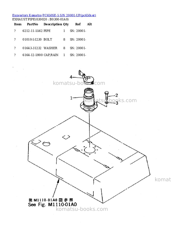 Komatsu PC650SE-5 S/N 20001-UP Parts catalog cover
