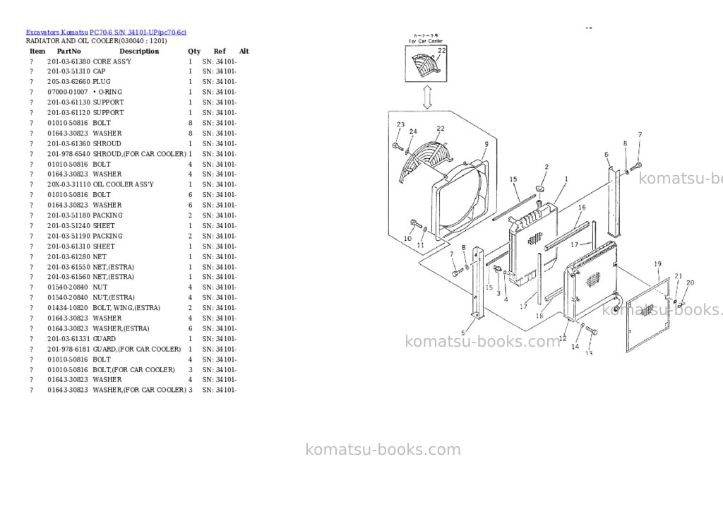 Komatsu pc70-6 s/n 34101-up Parts catalog cover Page 3