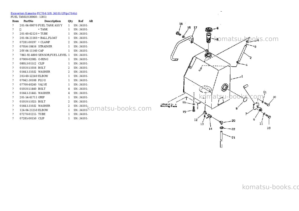 Komatsu pc70-6 s/n 34101-up Parts catalog cover Page 5
