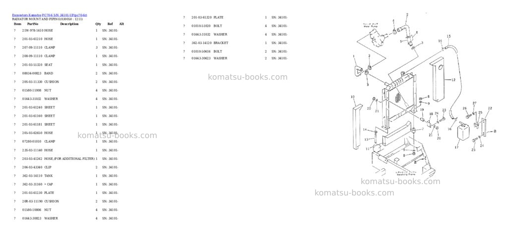 Komatsu PC70-6 S/N 34101-UP Parts catalog cover Page 4