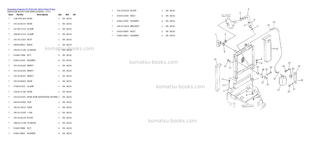 Komatsu pc70-6s s/n 34101-up Parts catalog cover Page 4
