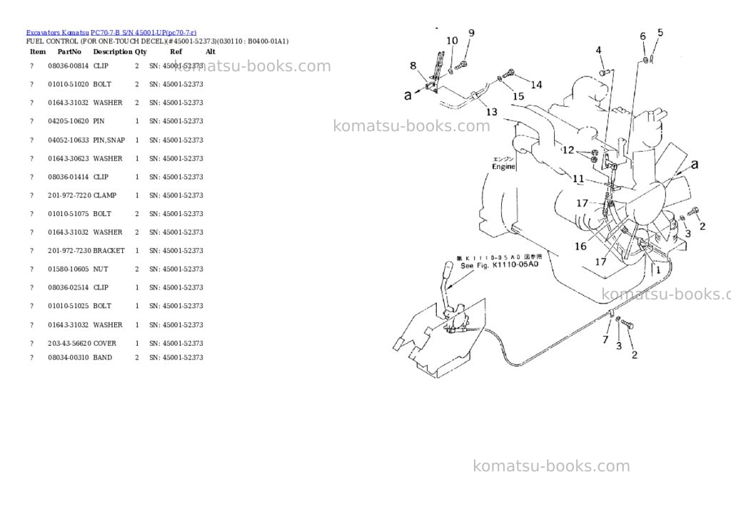 Komatsu pc70-7-b s/n 45001-up Parts catalog cover Page 10 Komatsu pc70-7-b s/n 45001-up Parts catalog cover Page 10