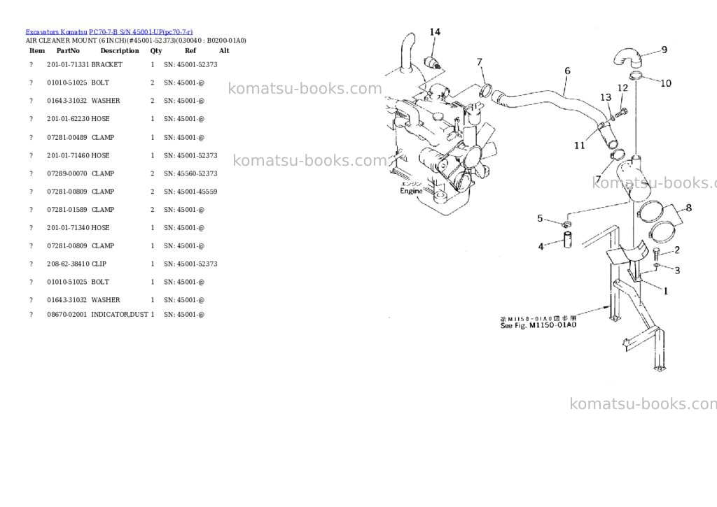 Komatsu pc70-7-b s/n 45001-up Parts catalog cover Page 3 Komatsu pc70-7-b s/n 45001-up Parts catalog cover Page 3