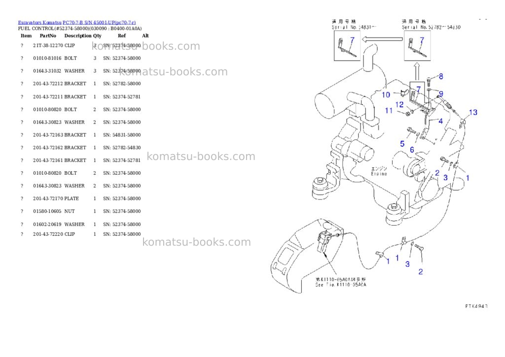 Komatsu pc70-7-b s/n 45001-up Parts catalog cover Page 8 Komatsu pc70-7-b s/n 45001-up Parts catalog cover Page 8