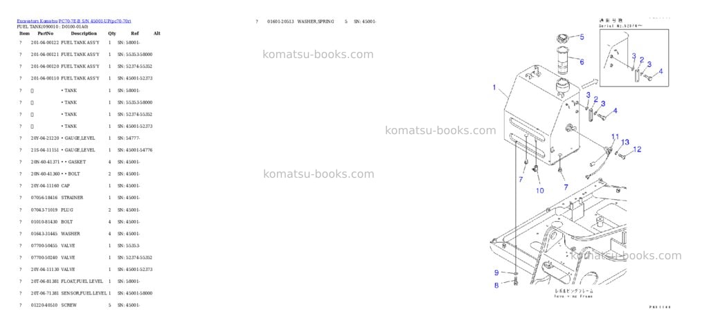 Komatsu pc70-7e-b s/n 45001-up Parts catalog cover Page 10