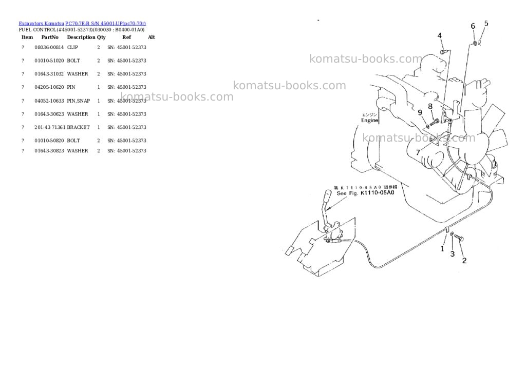 Komatsu pc70-7e-b s/n 45001-up Parts catalog cover Page 2