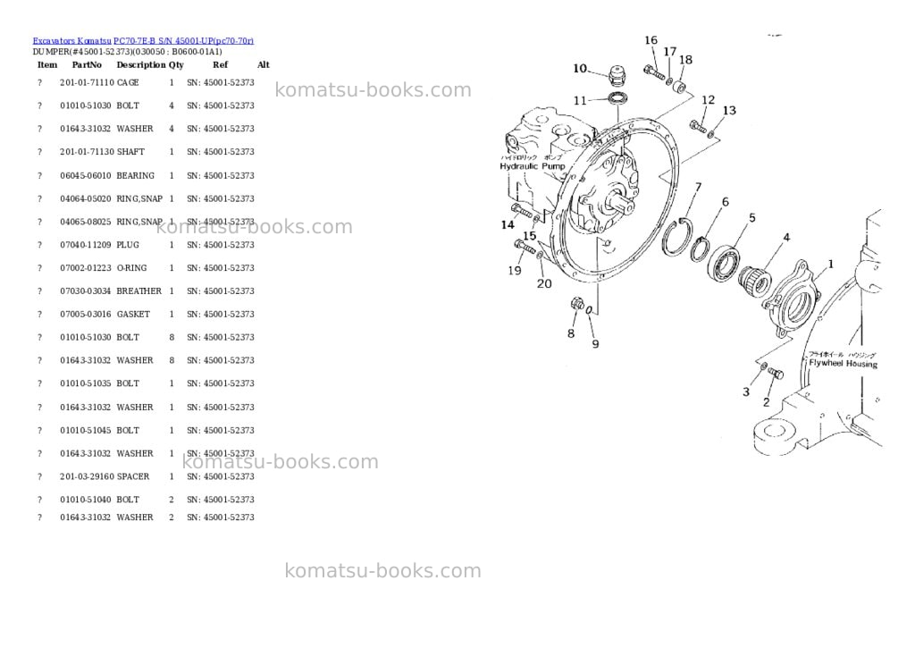 Komatsu pc70-7e-b s/n 45001-up Parts catalog cover Page 4