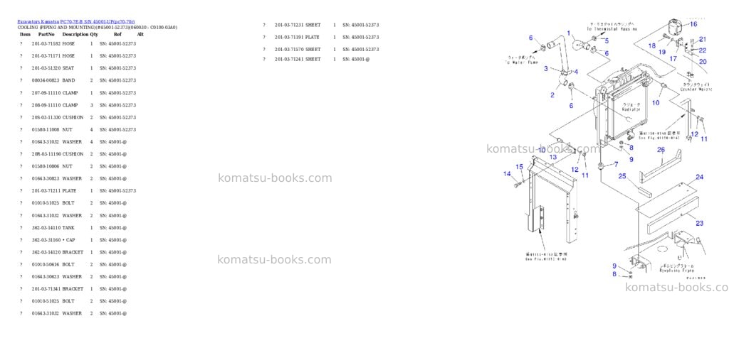 Komatsu pc70-7e-b s/n 45001-up Parts catalog cover Page 7