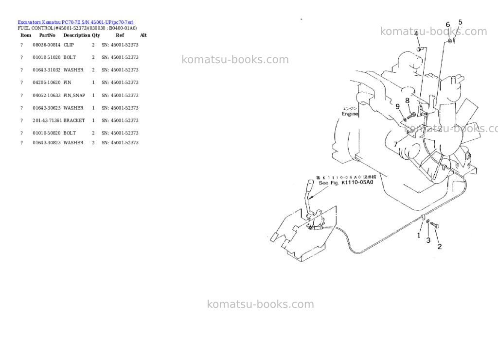 Komatsu pc70-7e s/n 45001-up Parts catalog cover Page 2