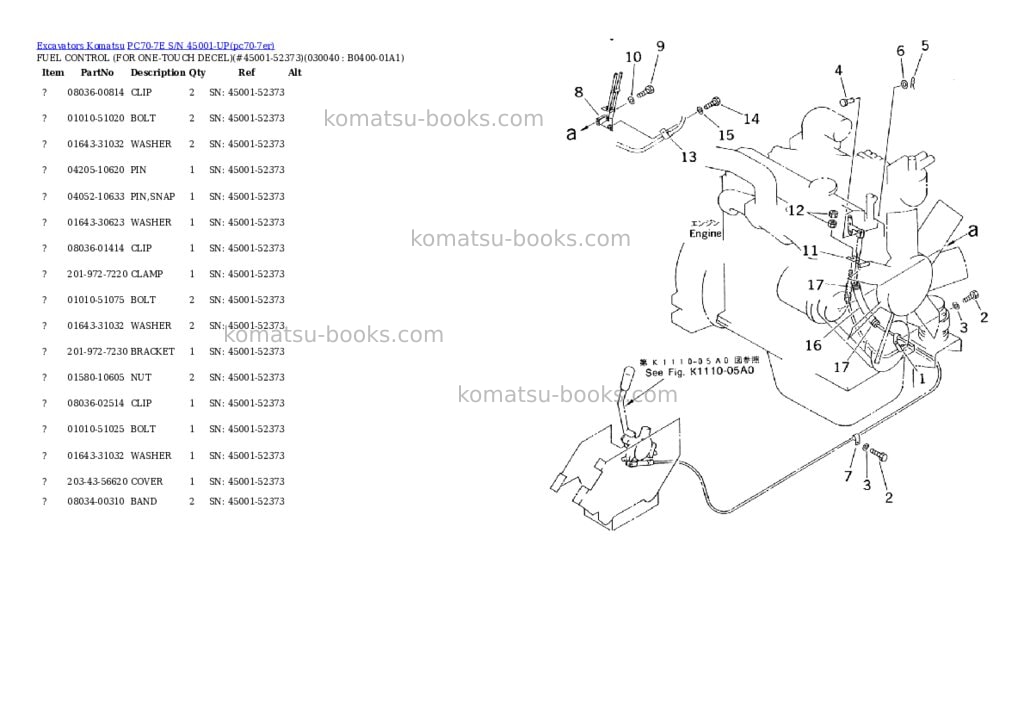 Komatsu pc70-7e s/n 45001-up Parts catalog cover Page 3