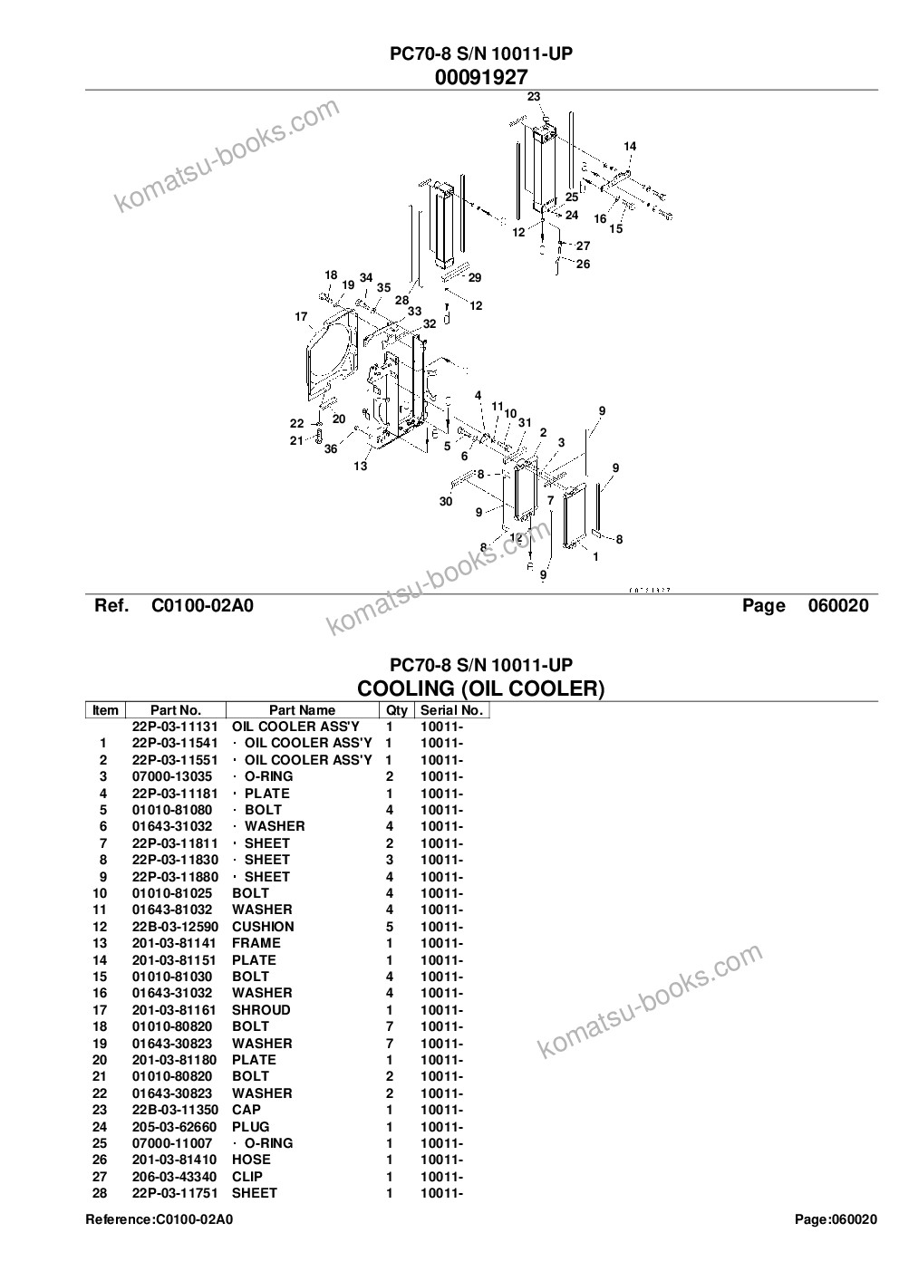 Komatsu pc70-8 s/n 10011-up Parts catalog cover Page 10