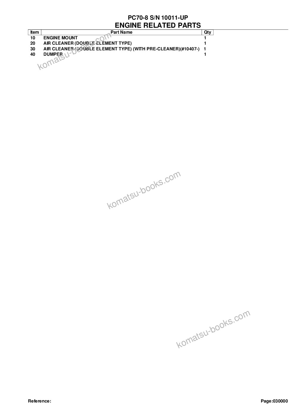 Komatsu pc70-8 s/n 10011-up Parts catalog cover Page 2