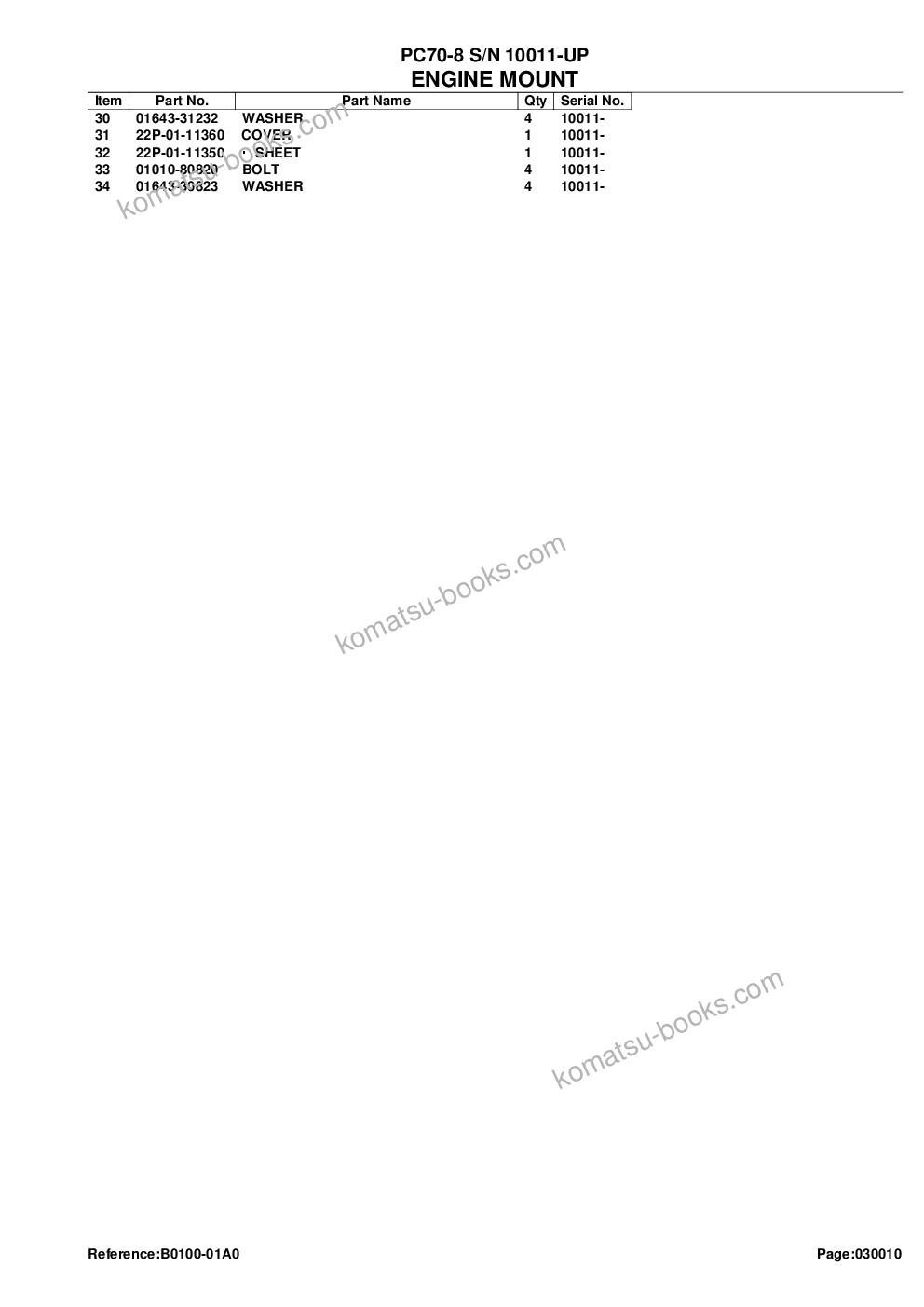 Komatsu pc70-8 s/n 10011-up Parts catalog cover Page 4