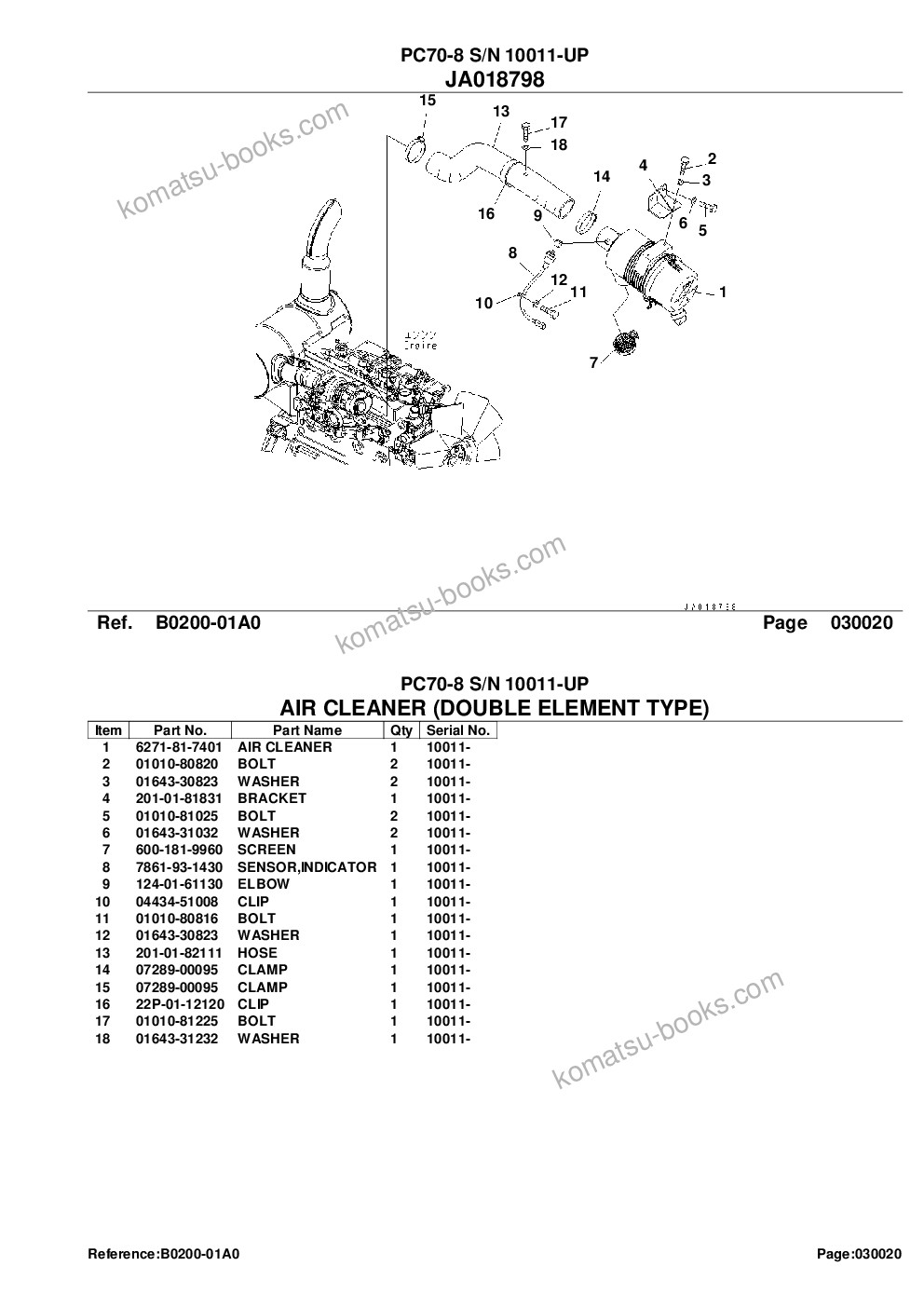 Komatsu pc70-8 s/n 10011-up Parts catalog cover Page 5