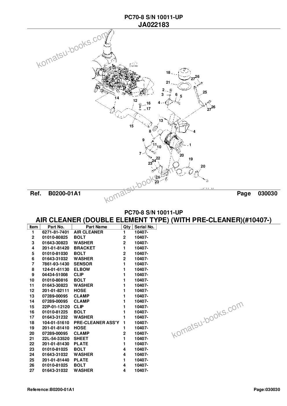 Komatsu pc70-8 s/n 10011-up Parts catalog cover Page 6