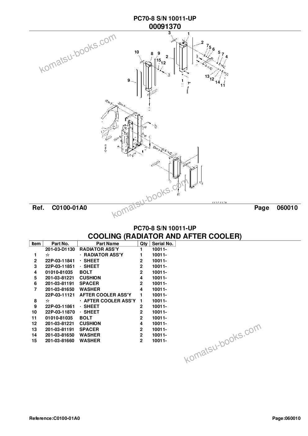 Komatsu pc70-8 s/n 10011-up Parts catalog cover Page 9