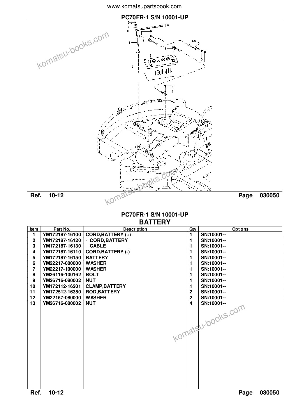 Komatsu pc70fr-1 s/n 10001-up Parts catalog cover Page 10