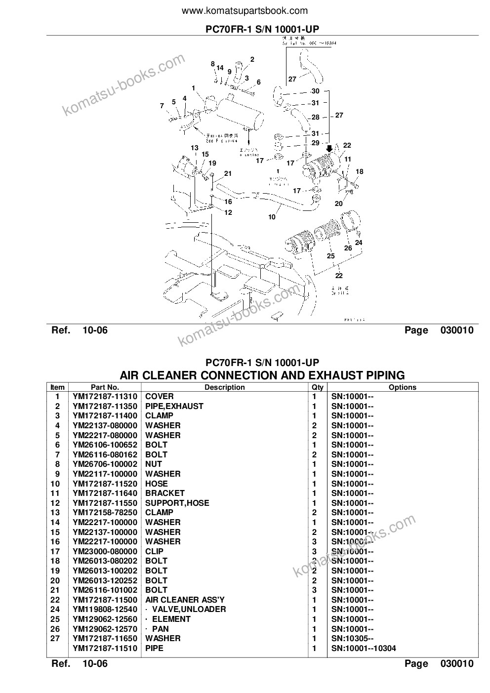 Komatsu pc70fr-1 s/n 10001-up Parts catalog cover Page 3