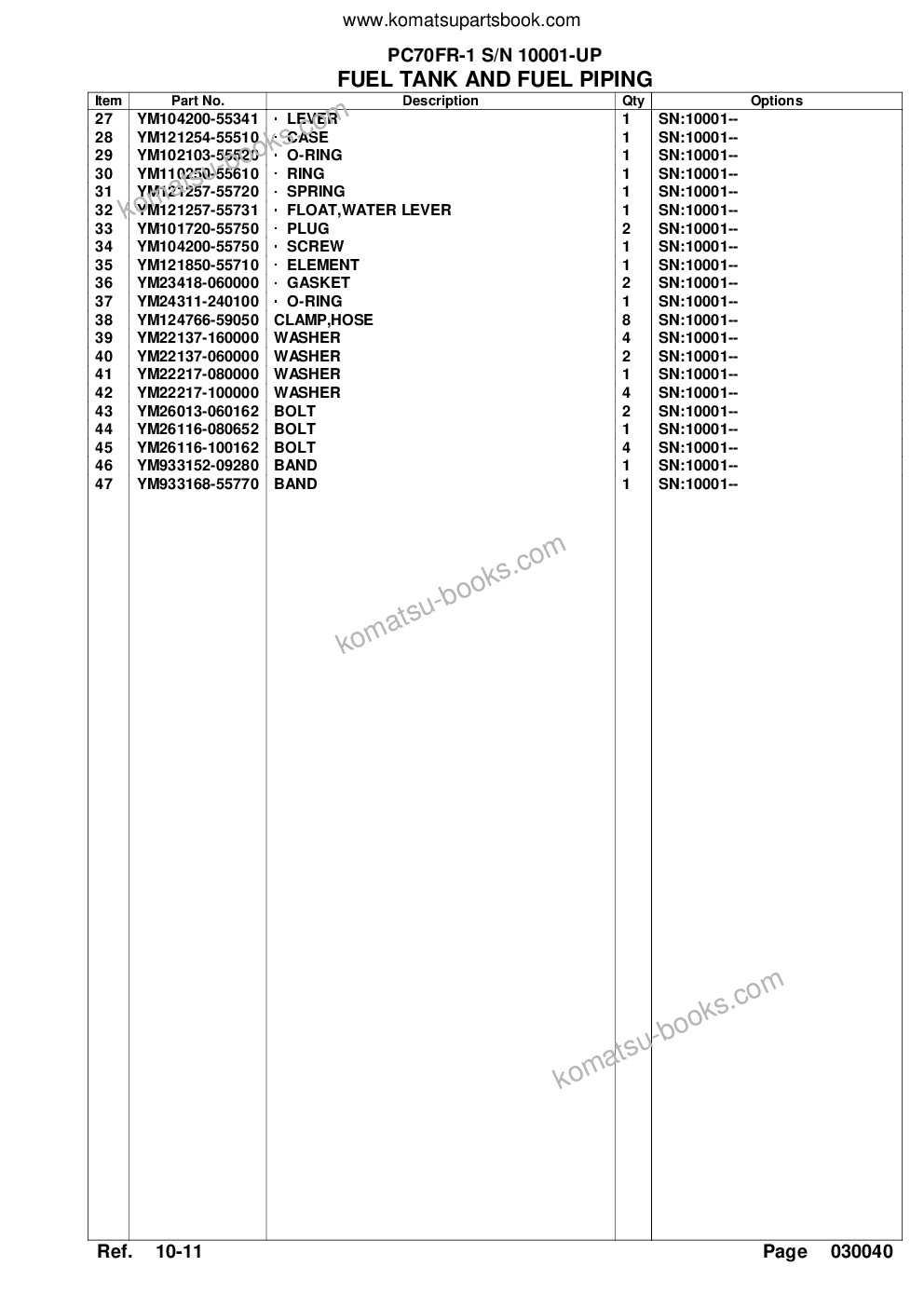 Komatsu pc70fr-1 s/n 10001-up Parts catalog cover Page 9