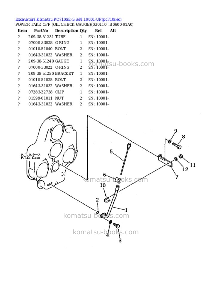 Komatsu pc710se-5 s/n 10001-up Parts catalog cover Page 10 Komatsu pc710se-5 s/n 10001-up Parts catalog cover Page 10