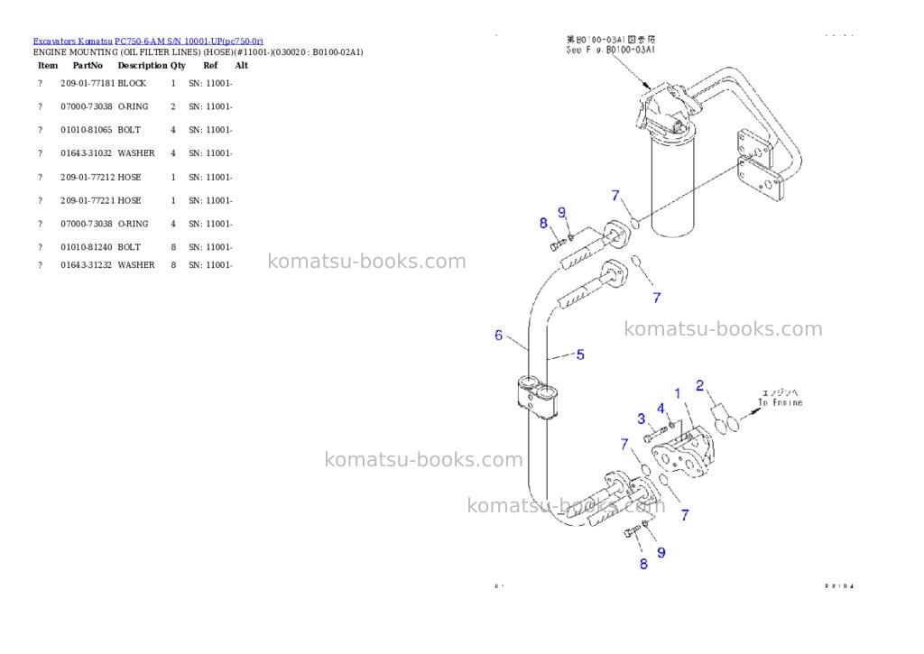 Komatsu pc750-6-am s/n 10001-up Parts catalog cover Komatsu pc750-6-am s/n 10001-up Parts catalog cover