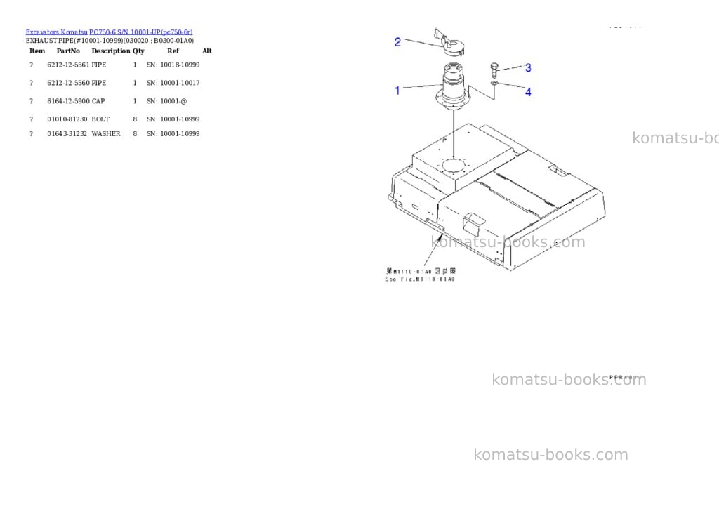 Komatsu pc750-6 s/n 10001-up Parts catalog cover Komatsu pc750-6 s/n 10001-up Parts catalog cover