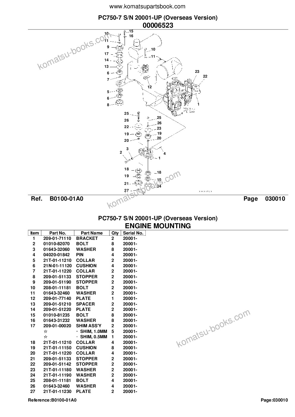 Komatsu pc750-7 s/n 20001-up overseas version Parts catalog cover Page 3