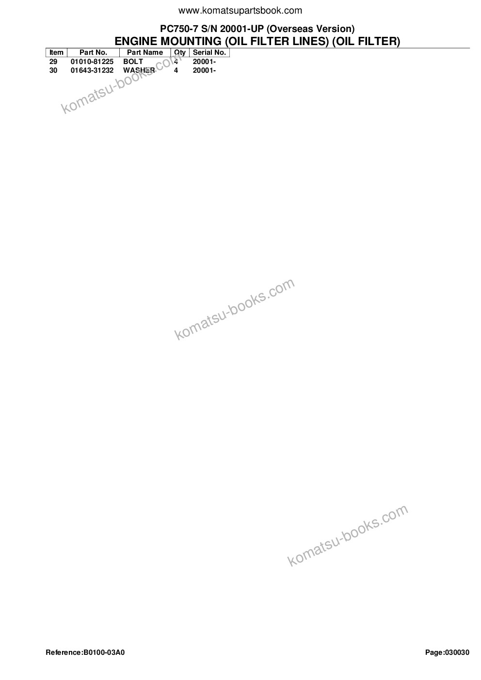 Komatsu pc750-7 s/n 20001-up overseas version Parts catalog cover Page 6
