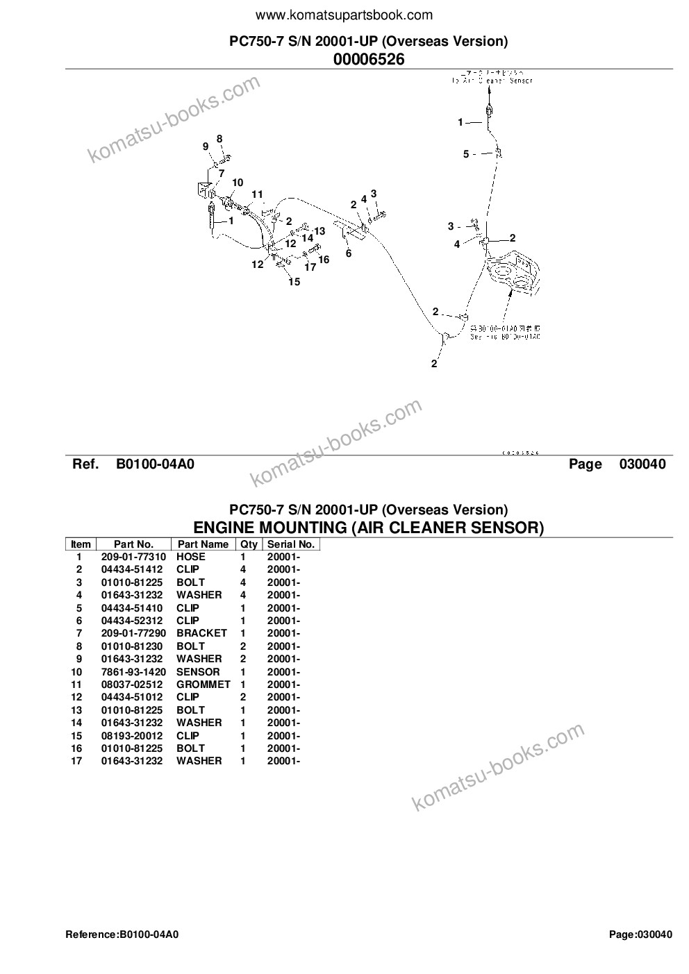 Komatsu pc750-7 s/n 20001-up overseas version Parts catalog cover Page 7