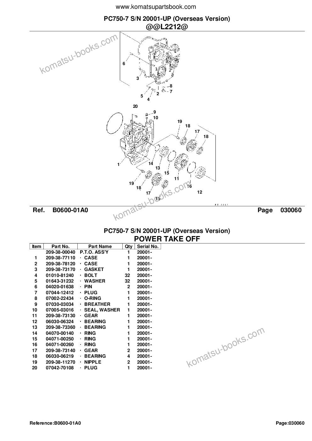 Komatsu pc750-7 s/n 20001-up overseas version Parts catalog cover Page 9