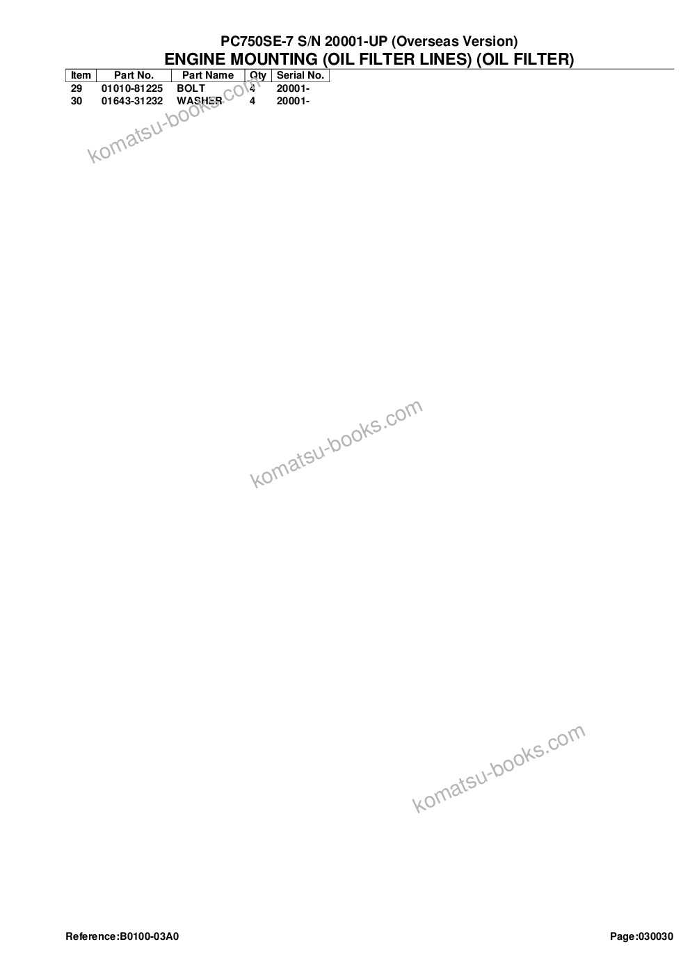 Komatsu pc750se-7 s/n 20001-up overseas version Parts catalog cover Page 6