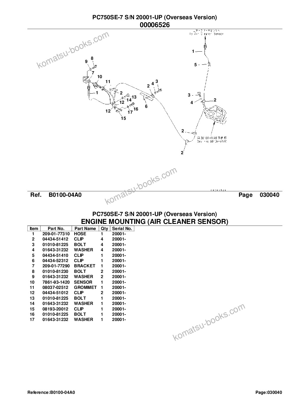 Komatsu pc750se-7 s/n 20001-up overseas version Parts catalog cover Page 7
