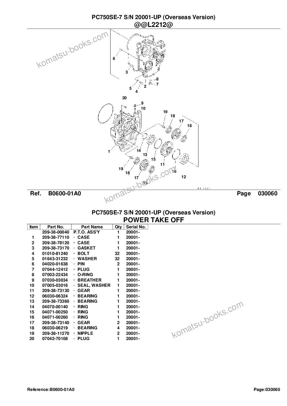 Komatsu pc750se-7 s/n 20001-up overseas version Parts catalog cover Page 9