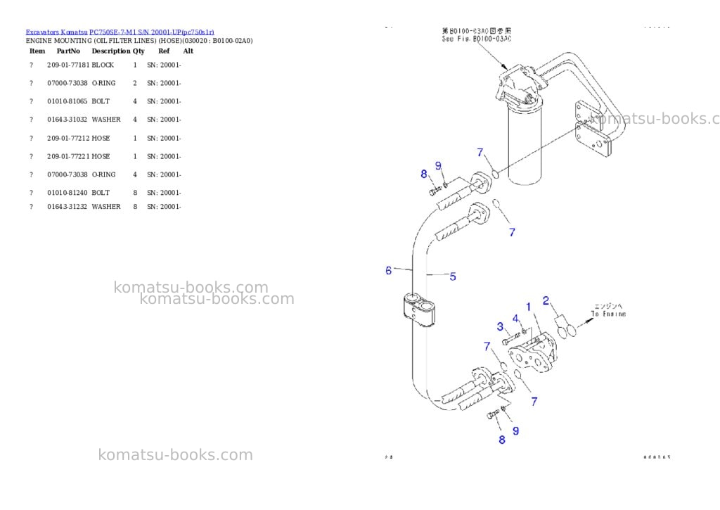Komatsu pc750se-7-m1 s/n 20001-up Parts catalog cover