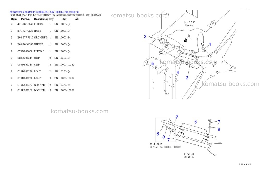 Komatsu pc750se-6k-j s/n 10001-up Parts catalog cover Page 10 Komatsu pc750se-6k-j s/n 10001-up Parts catalog cover Page 10