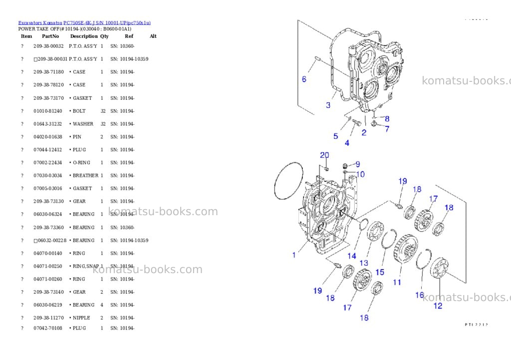 Komatsu pc750se-6k-j s/n 10001-up Parts catalog cover Page 3 Komatsu pc750se-6k-j s/n 10001-up Parts catalog cover Page 3