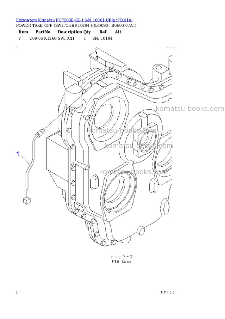 Komatsu pc750se-6k-j s/n 10001-up Parts catalog cover Page 8 Komatsu pc750se-6k-j s/n 10001-up Parts catalog cover Page 8